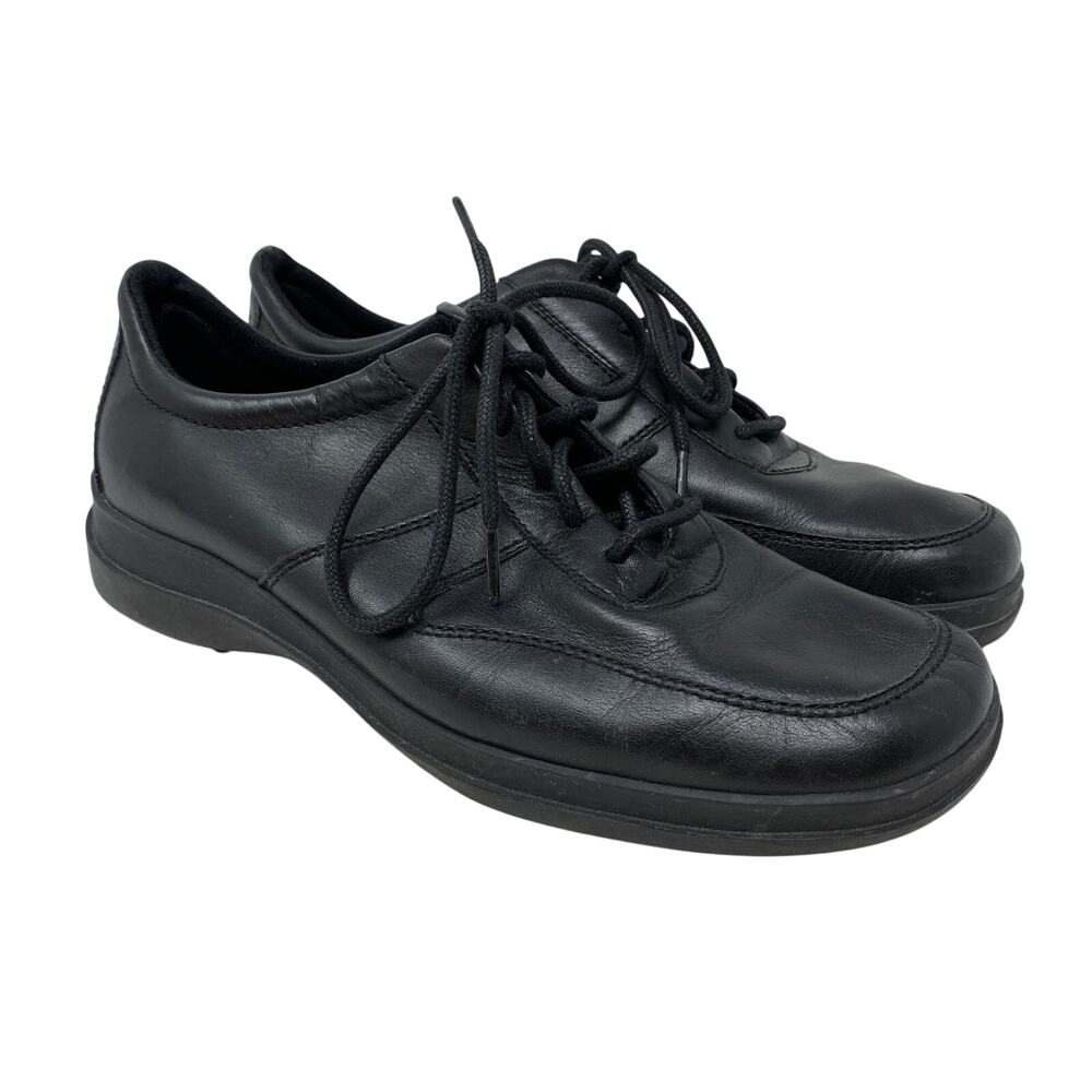 Easy Spirit Black Leather Lace Up Comfort Walking Shoes Women's US 8W Wide